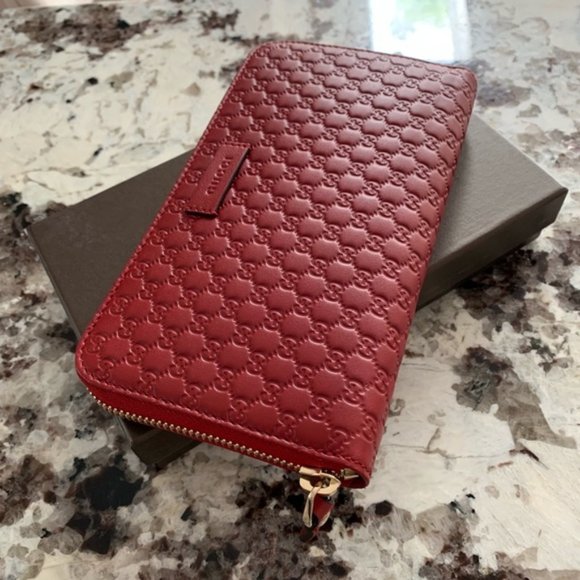 SOLD! NEW GUCCI Guccissima Red Zip Around Wallet - Picture 2 of 8